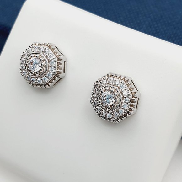 "925 Sterling Silver Plated CZ Earrings, EVBRS417 - Picture 2 of 10